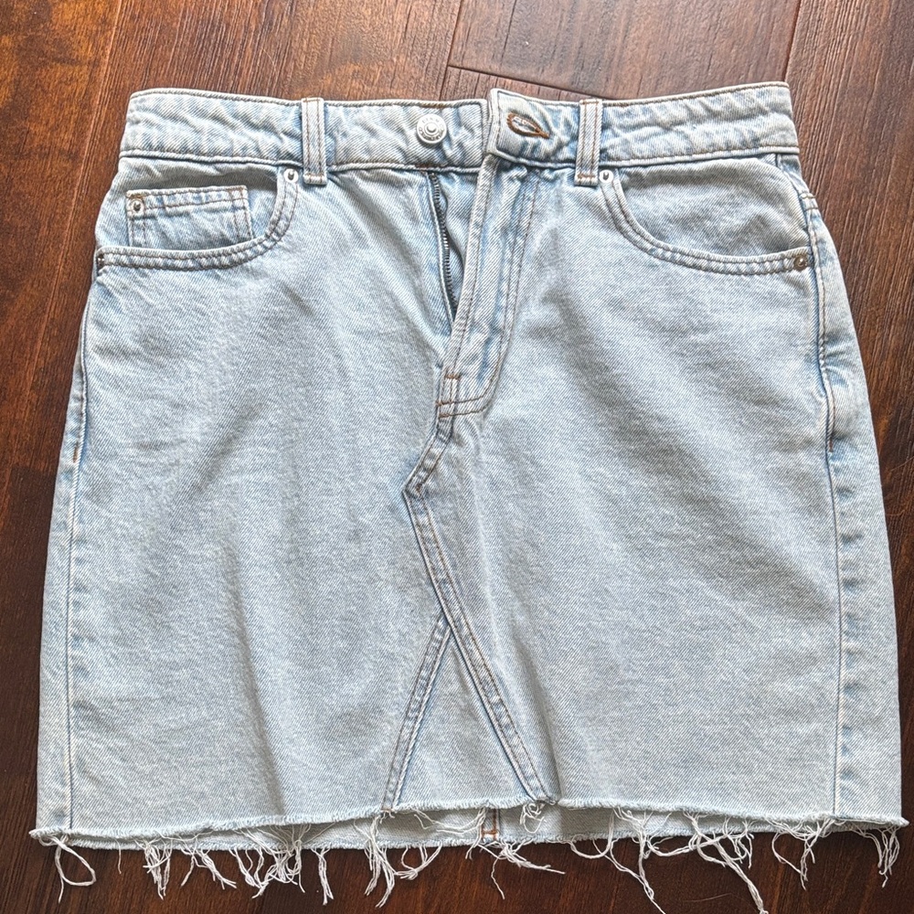 Primark light wash denim skirt